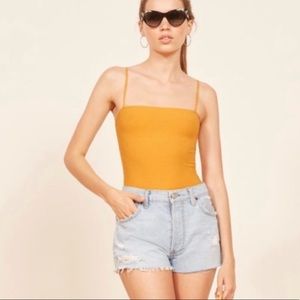Reformation Crystal Bodysuit Sunflower Gold Orange Yellow Size Small